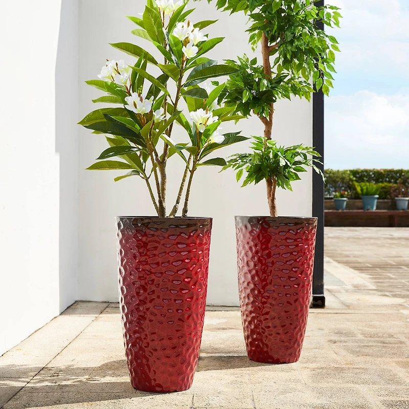 Glitzhome® 23.75" Eco-Friendly Honeycomb Textured Tall Plastic Planters
