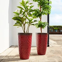 Glitzhome® 23.75" Eco-Friendly Honeycomb Textured Tall Plastic Planters