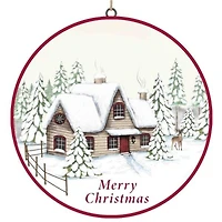 12ct. Woodland Winter Cabin Disc Ornament