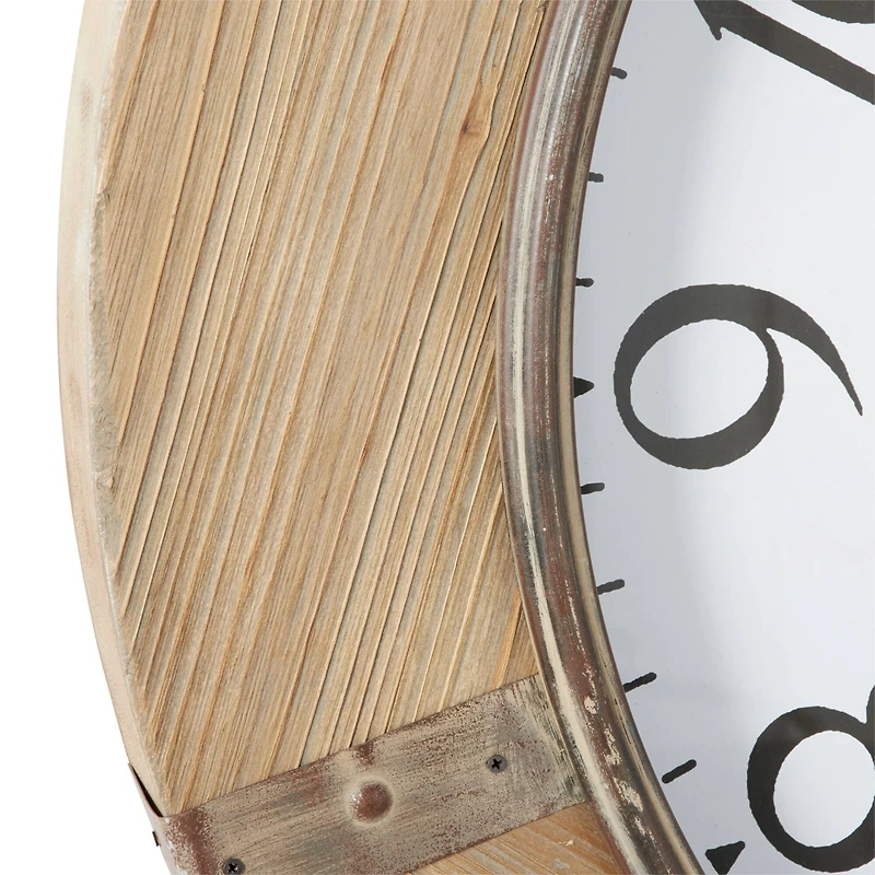 Brown Rustic Wood Wall Clock, 32" x 32"