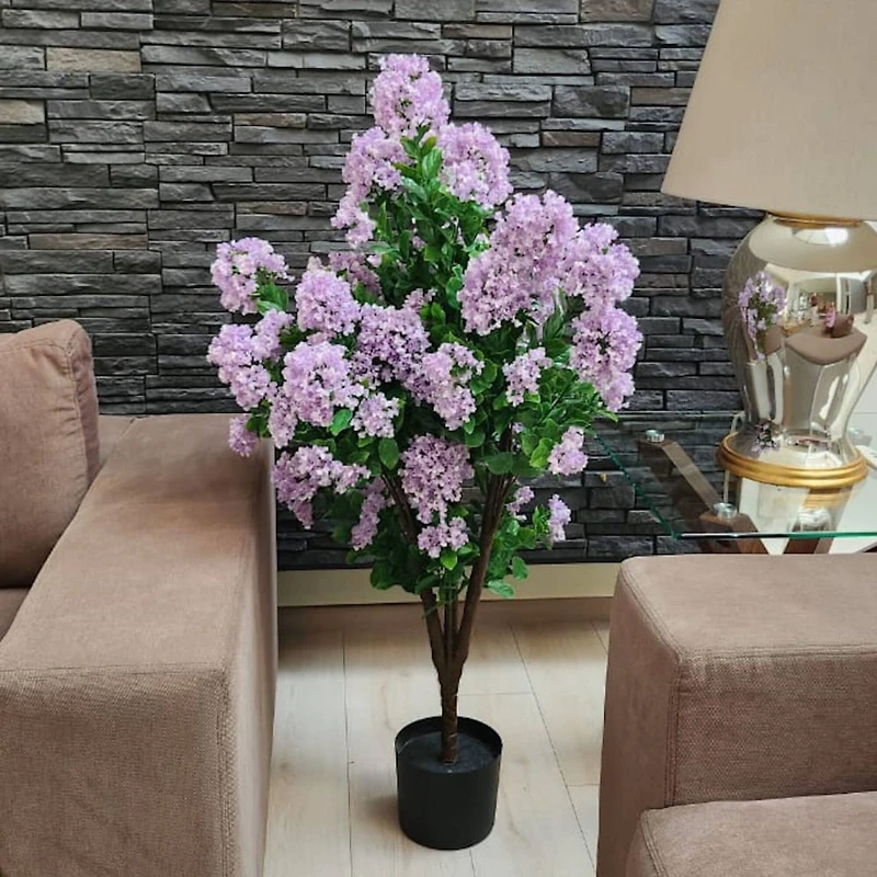 GreenSmart Dekor 4ft. Artificial Lilac Tree Plant in Black Pot 