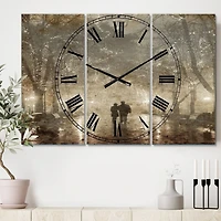 Designart Couple Walking In Night Lights Multipanel Wall Clock