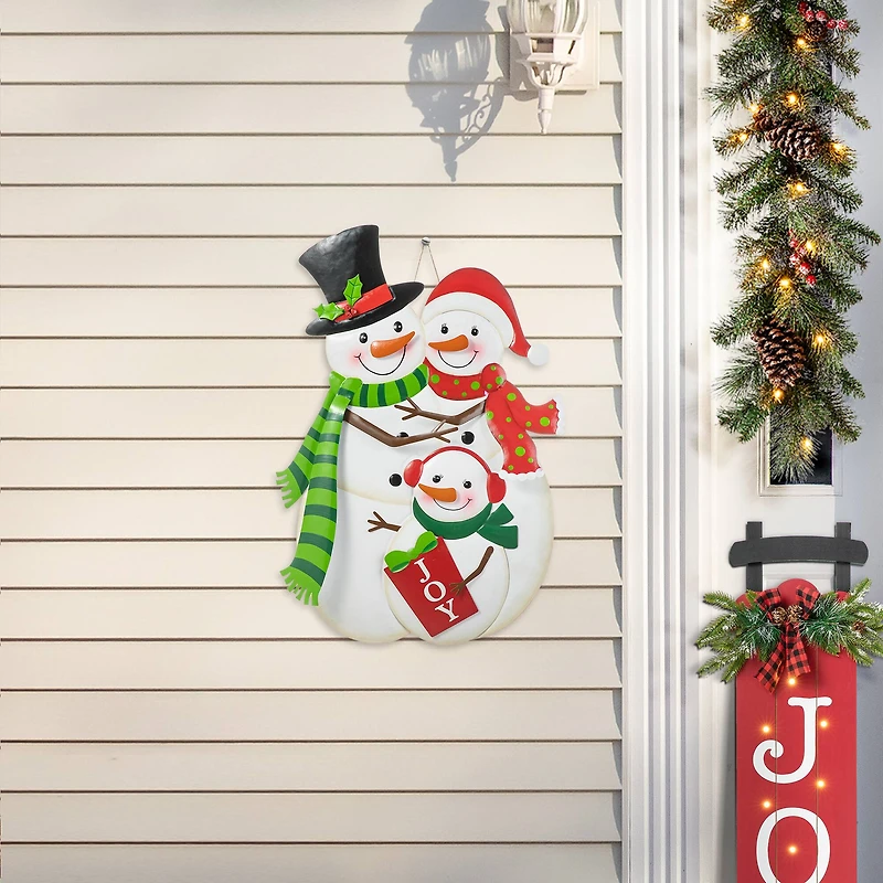 Glitzhome® 2.5ft. Metal Snowman Family Yard Stake
