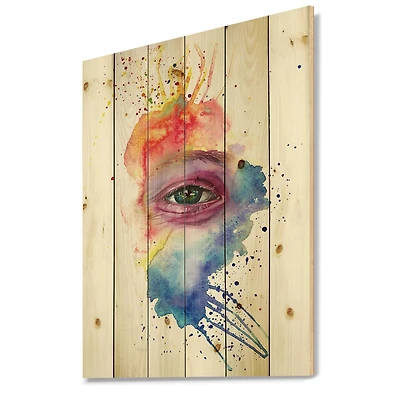Designart - Detail of Eye In Multi-Colored Face Portrait
