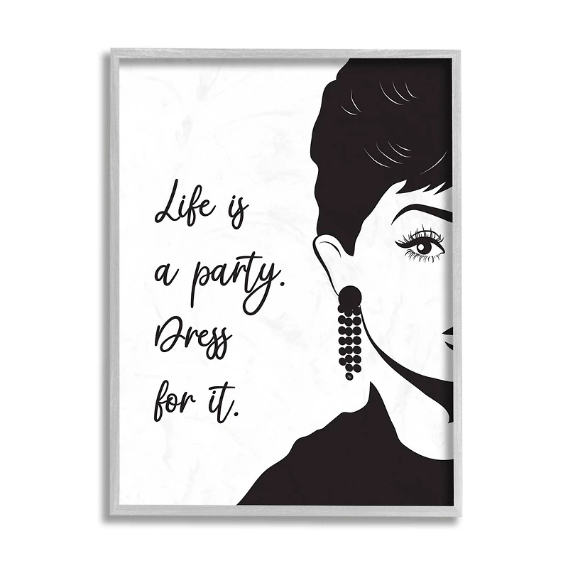 Stupell Industries Life's a Party Audrey Wall Art in Gray Frame