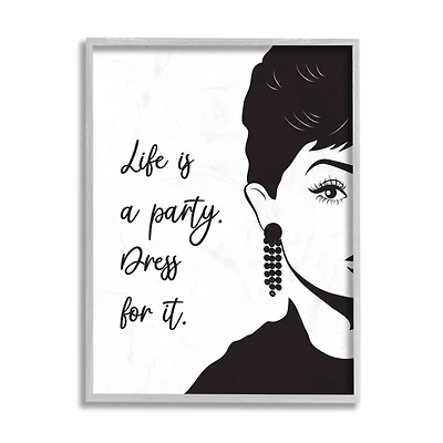 Stupell Industries Life's a Party Audrey Wall Art in Gray Frame