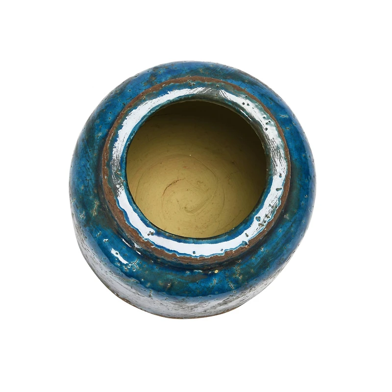 Hello Honey® 7" Distressed Blue Debossed Terracotta Vase