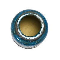 Hello Honey® 7" Distressed Blue Debossed Terracotta Vase