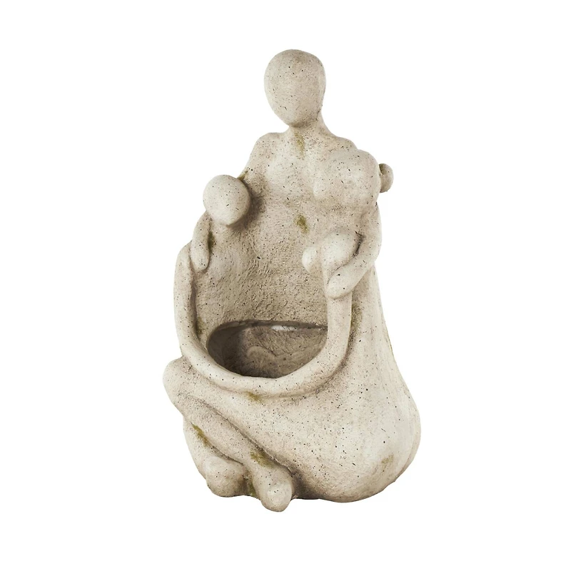 19" Cream Embracing Family Figures Sitting Planter