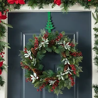 Glitzhome® 14" Christmas Metal Tree & Reindeer Wreath Hanger Set