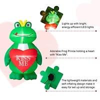 Glitzhome® 6ft Lighted Valentine's Inflatable Frog with Heart Decor
