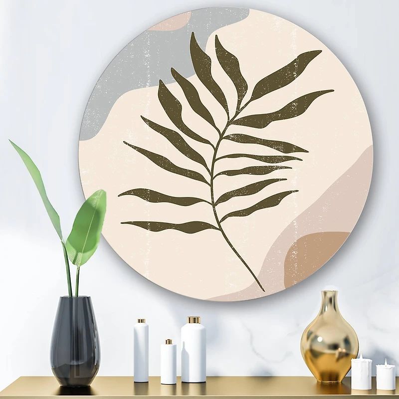 Designart - Botanical Minimalist Leaf In Earth Tones I