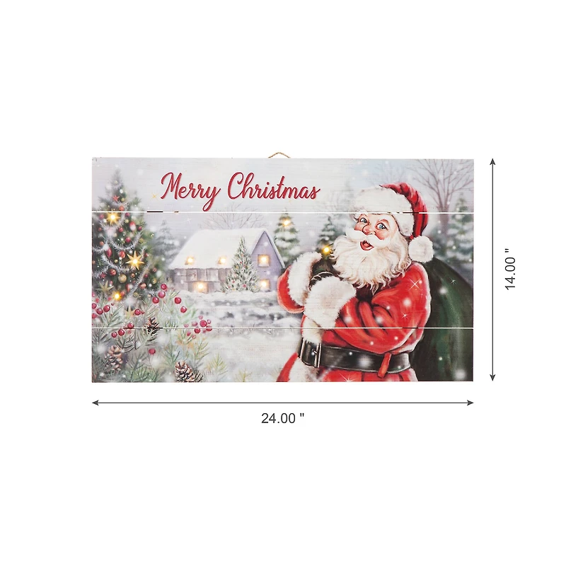 Glitzhome® 24" LED Wooden Santa Wall Décor