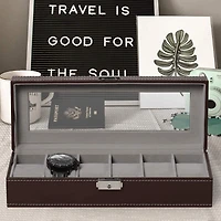 Walnut Brown Hexa Leather Watch Box