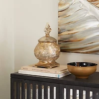 13" Gold Round Traditional Decorative Jar