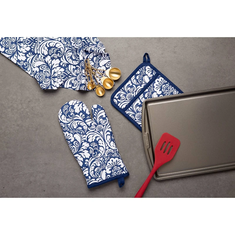 DII® Nautical Blue Damask Dishtowel, 2ct.