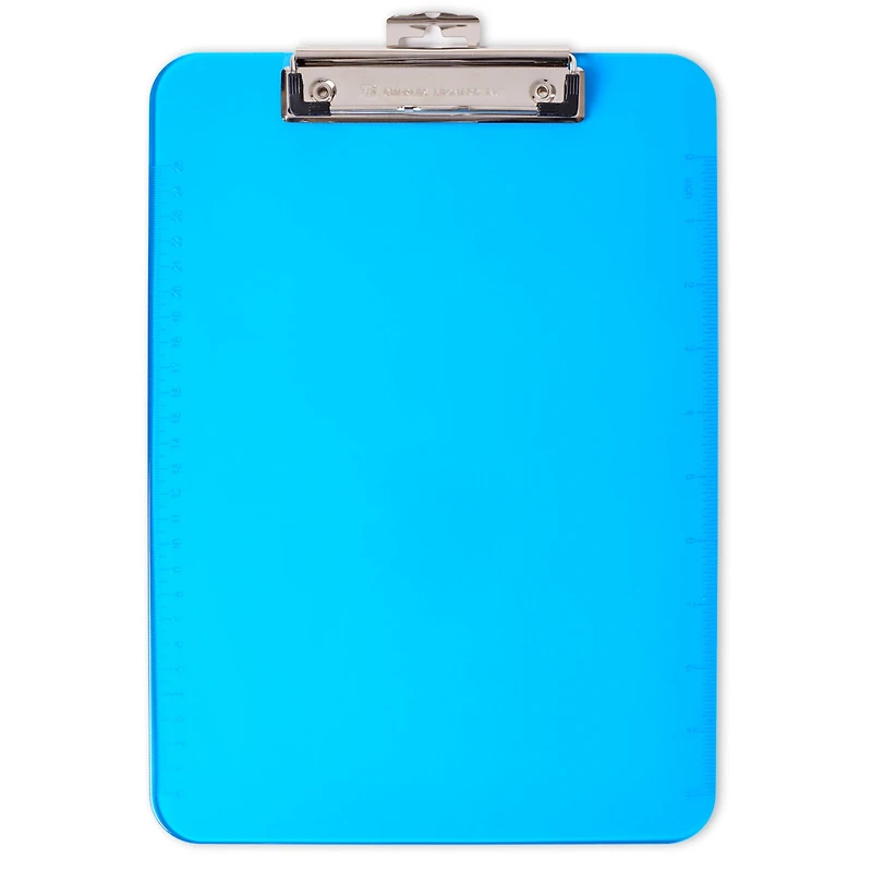 Charles Leonard Neon Blue Letter Size Plastic Clipboard, 6ct.