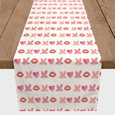 Lipstick XO Pattern 16" x 72" Cotton Twill Runner