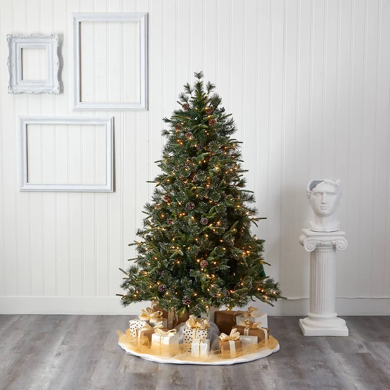 6ft. Pre-Lit Clermont Mixed Pine Artificial Christmas Tree, Clear LED Lights