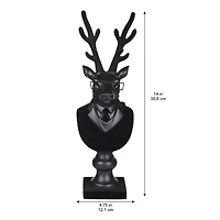 14" Black Reindeer Bust with Glasses & Pipe by Ashland®