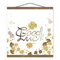 Good Luck Clover 16" x 16" Teak Hanging Canvas