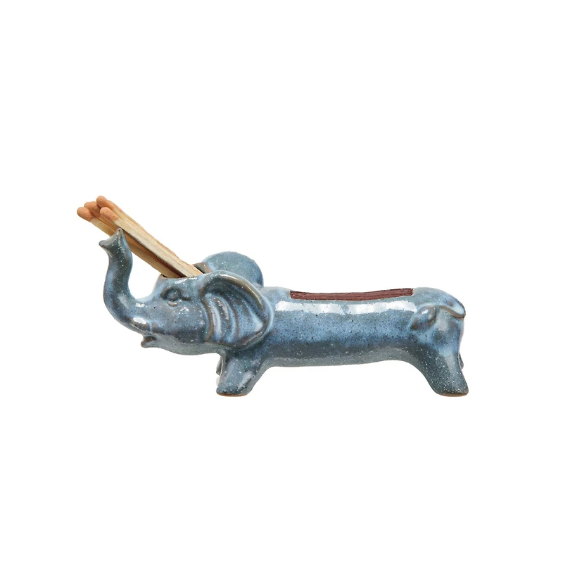 Hello Honey® 5.75" Gray Stoneware Elephant Match Holder