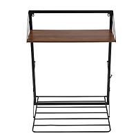 Honey Can Do 31" Black & Walnut Collapsible Wall-Mounted Clothes Drying Rack with Shelf