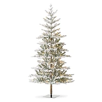 8ft. Pre-Lit Deluxe Flocked Fir Artificial Christmas Tree, Warm White Lights
