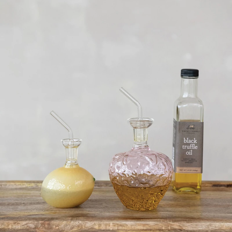 Hello Honey 12-Ounce Glass Strawberry Shaped Oil Cruet with Stopper, Pink