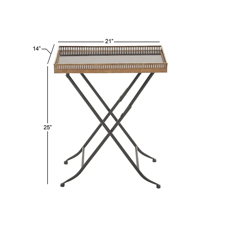 25" Gold Iron & Marble Traditional Accent Table