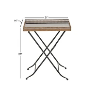 25" Gold Iron & Marble Traditional Accent Table