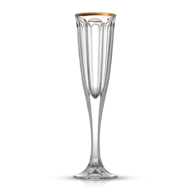 JoyJolt® 4.3oz. Gold Rimmed Windsor Crystal Champagne Flutes, 2ct.