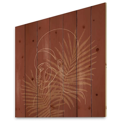 Designart - Sillhouette of Afro American Girl on Palm Leaves