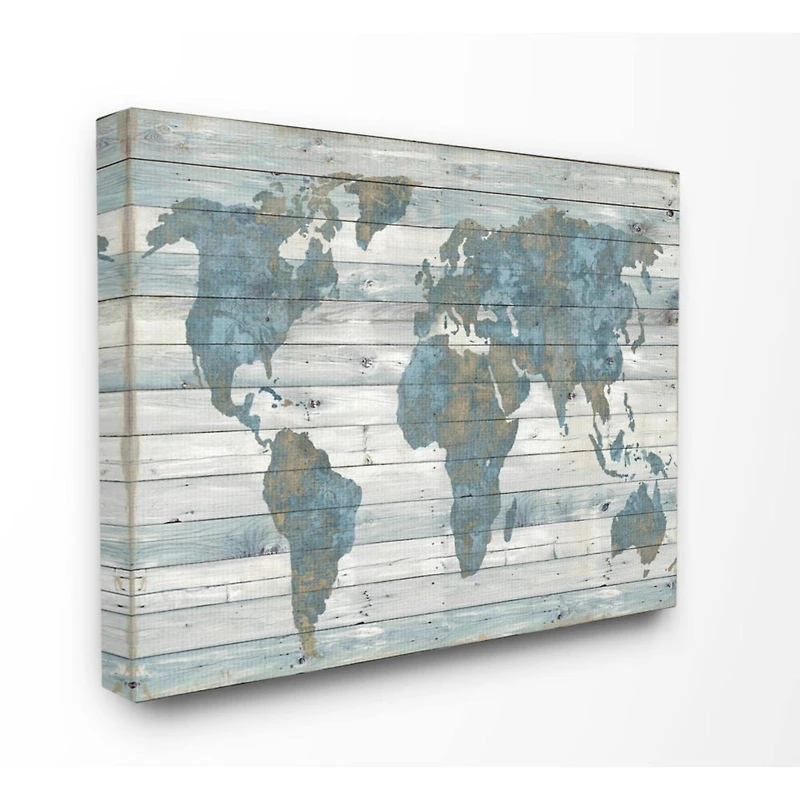 Stupell Industries Weathered World Map Canvas Wall Art