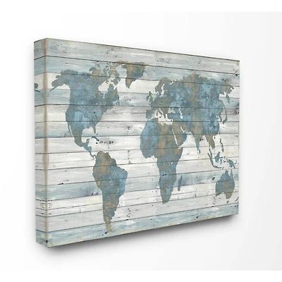 Stupell Industries Weathered World Map Canvas Wall Art