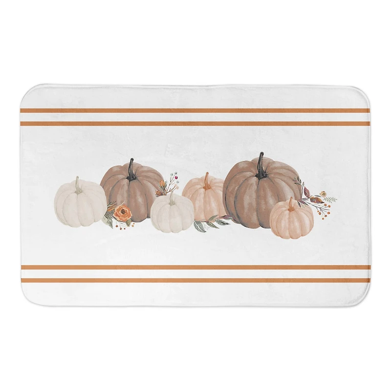 Fall Stripes & Pumpkins Bath Mat