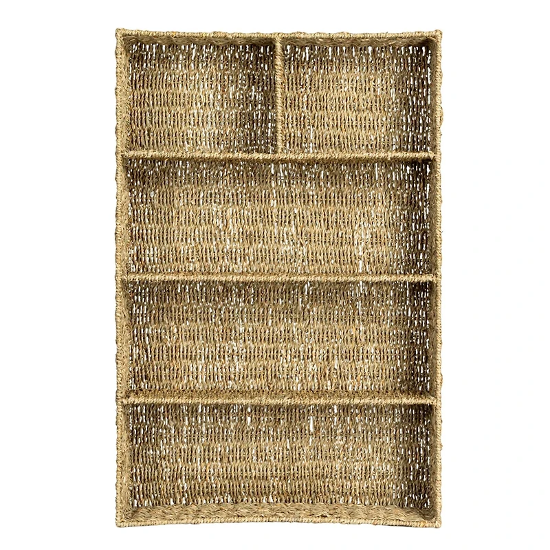 Hello Honey® 32" x 21" Natural 5-Section Handwoven Seagrass Tray