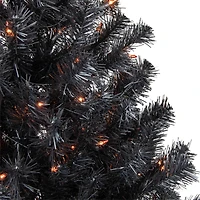 4ft. Pre-Lit Black Noble Spruce Artificial Halloween Tree, Orange Lights