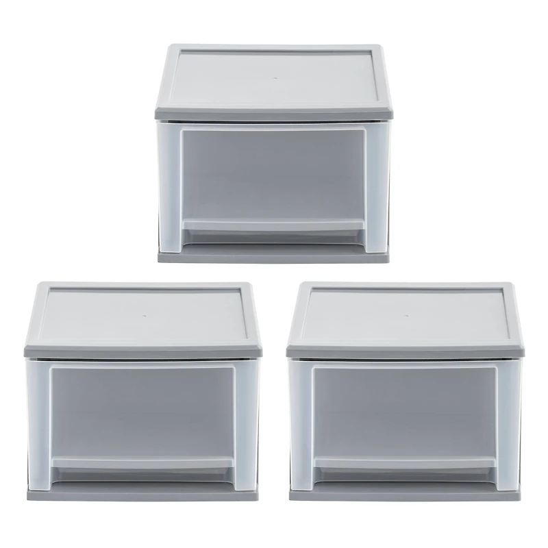 Iris® 17qt. Gray Stacking Drawer, 3 Pack