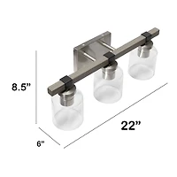 Lalia Home Barnlit 3 Light Metal & Glass Shade Vanity