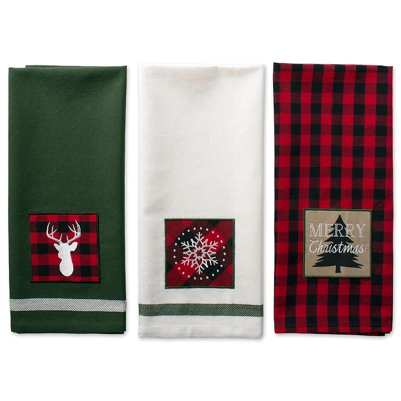 DII® Christmas Fireside Embellished Dishtowels Set