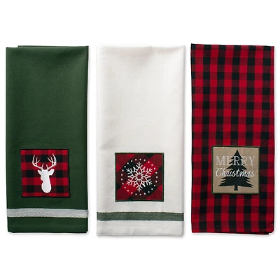 DII® Christmas Fireside Embellished Dishtowels Set