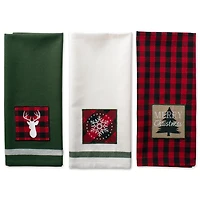DII® Christmas Fireside Embellished Dishtowels Set