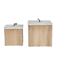 Light Brown Box Set with Whitewashed Wood Lids