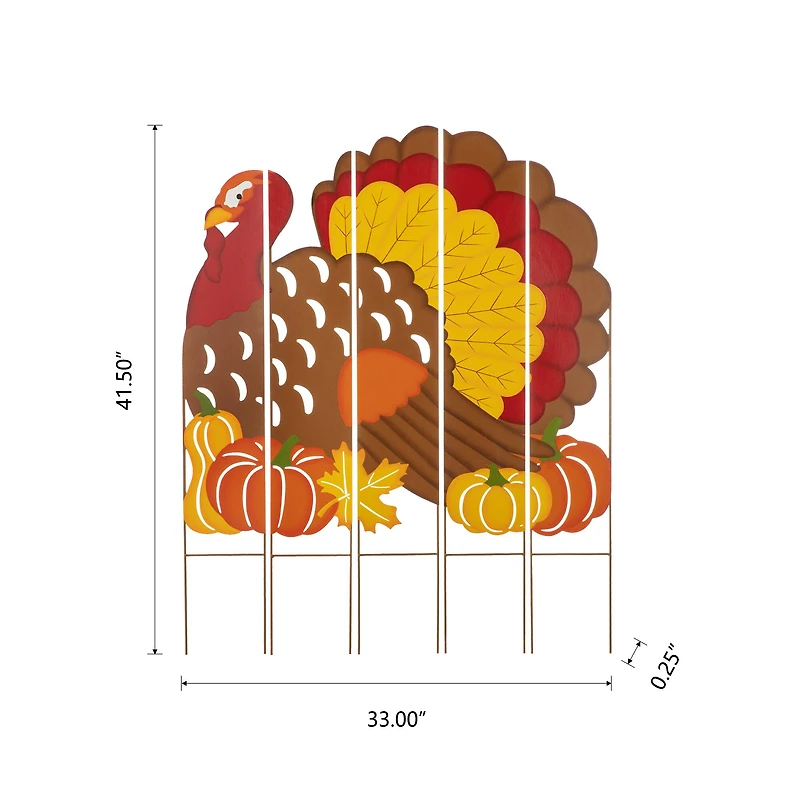 Glitzhome® 41.5" Thanksgiving Metal Turkey Combo Yard Stake