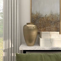 18" Gold Aluminum Brushed Vase with Hammered Top