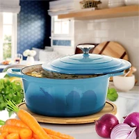 MegaChef Blue Enameled Cast Iron Casserole