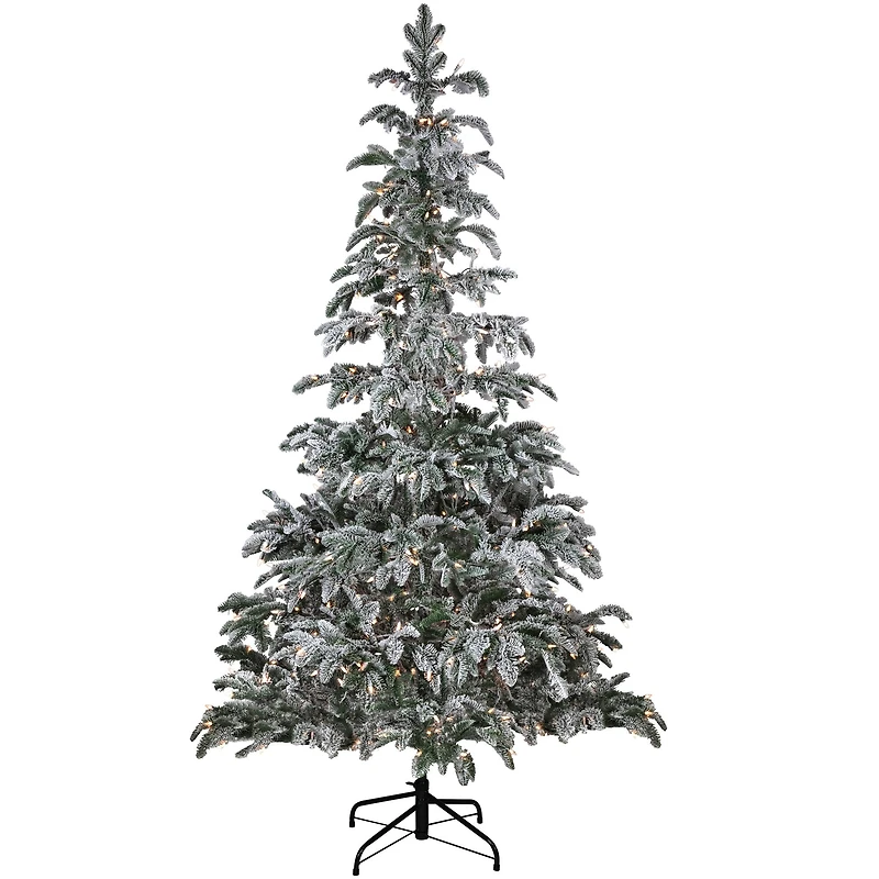 6.5ft. Pre-Lit Real Touch™️ Full Flocked Whistler Noble Fir Artificial Christmas Tree, Clear Lights