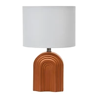 Hello Honey® 19" Carved Arch Stoneware Table Lamp with Linen Drum Shade