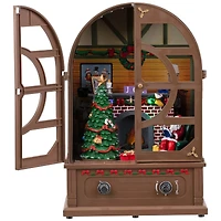 LED Lighted and Musical Retro Radio with Santa Scene Christmas Decoration - 12.5"